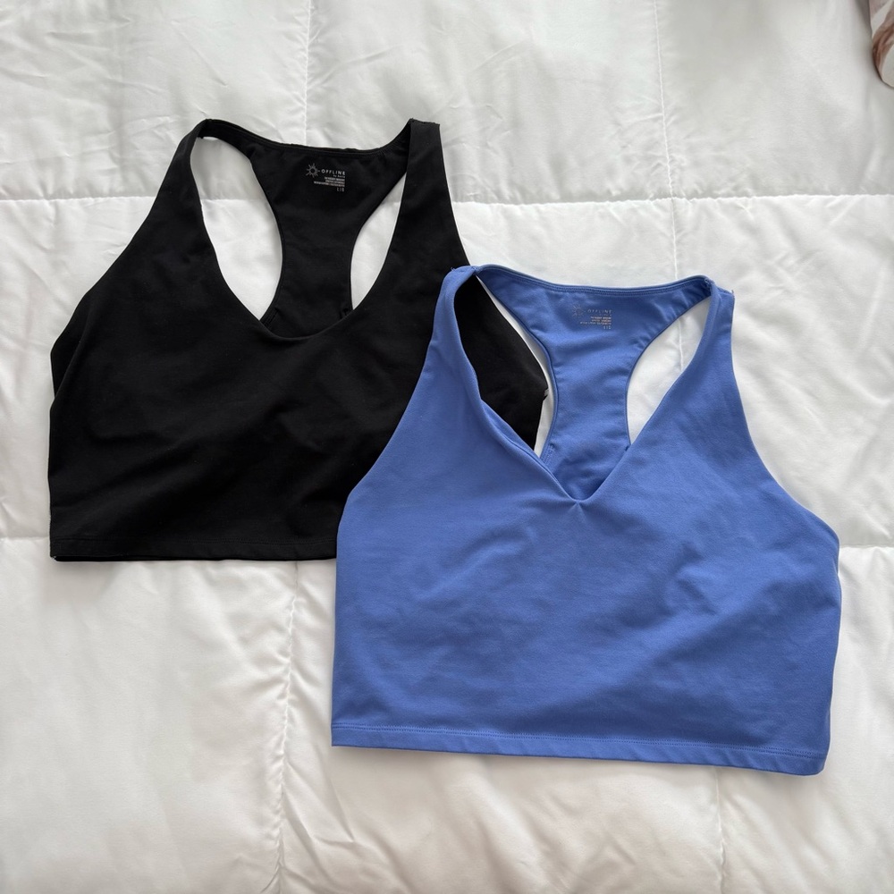 Women's Black and Blue Sports Bras Bundle Aerie Large